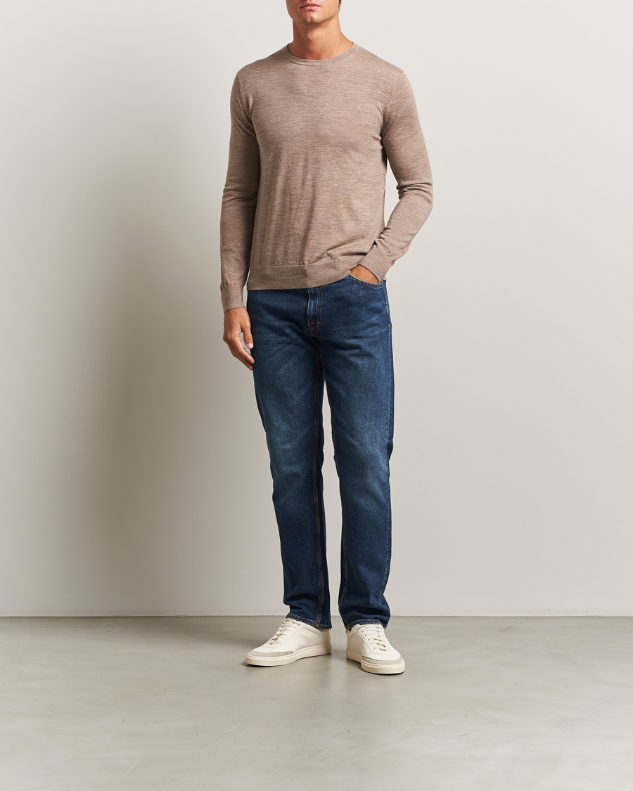 Herre | Gensere | Tiger of Sweden | Connor Extra Fine Merino Crew Neck Pullover Beige Melange