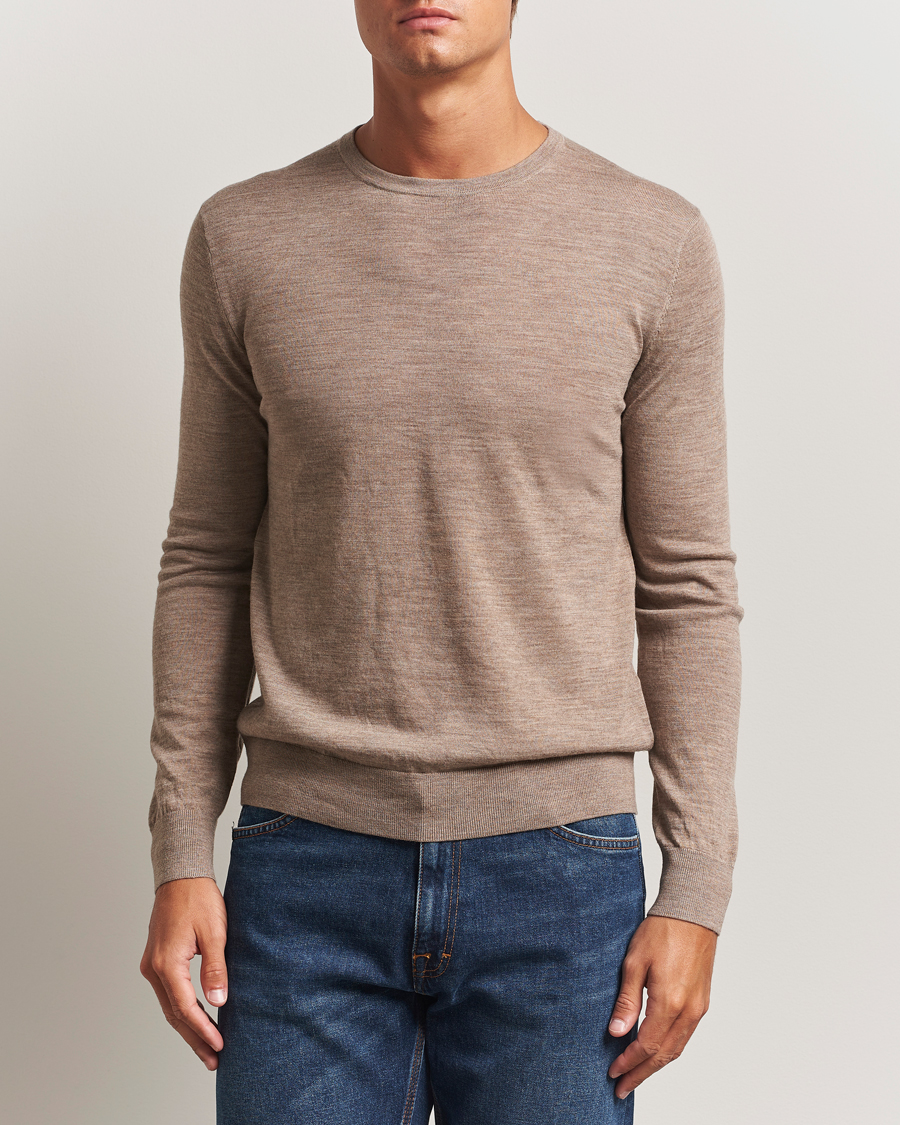 Herre | Gensere | Tiger of Sweden | Connor Extra Fine Merino Crew Neck Pullover Beige Melange