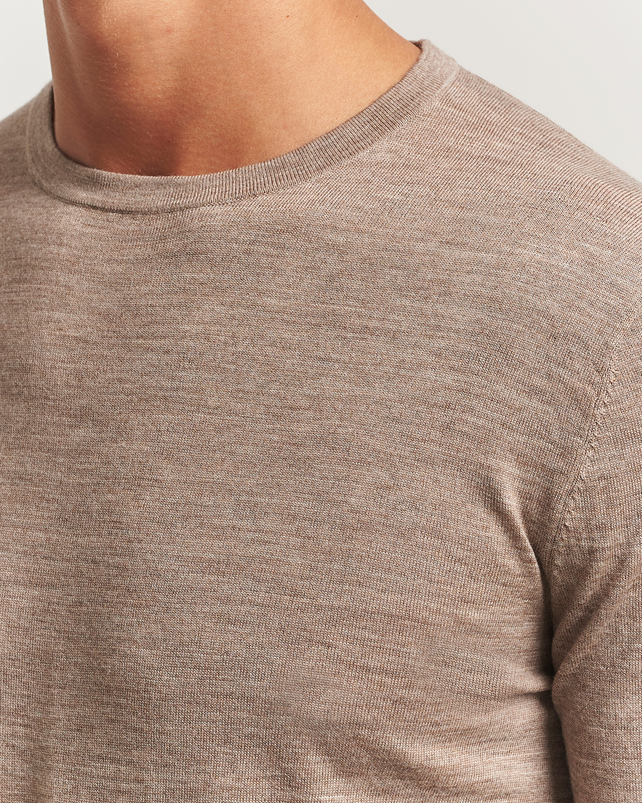 Herre | Gensere | Tiger of Sweden | Connor Extra Fine Merino Crew Neck Pullover Beige Melange