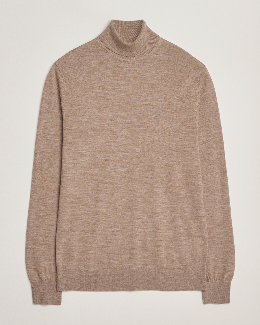 Herre | Gensere | Tiger of Sweden | Nevile Extra Fine Merino Polo Beige Melange