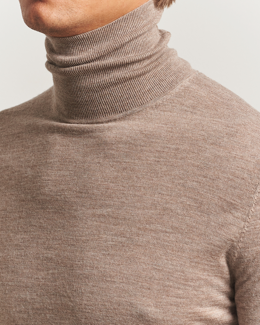 Herre | Gensere | Tiger of Sweden | Nevile Extra Fine Merino Polo Beige Melange
