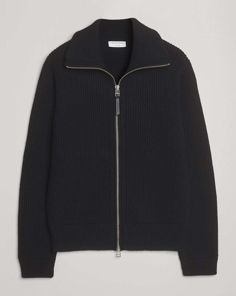 Herre | Gensere | Tiger of Sweden | Niall Heavy Wool Full Zip Black