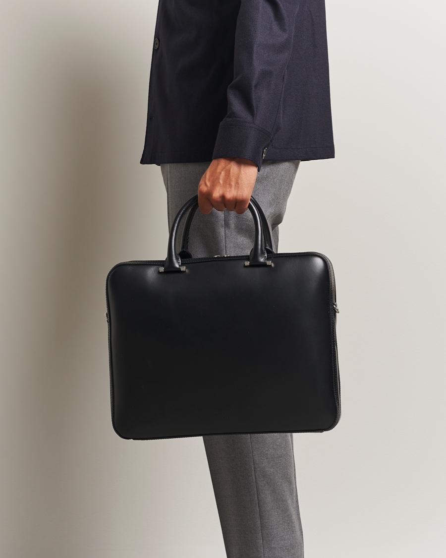 Herre | Vesker | Tiger of Sweden | Valise Smooth Leather Double Zip Briefcase Black