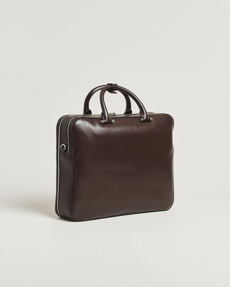 Herre | Vesker | Tiger of Sweden | Valise Smooth Leather Double Zip Briefcase Dark Brown