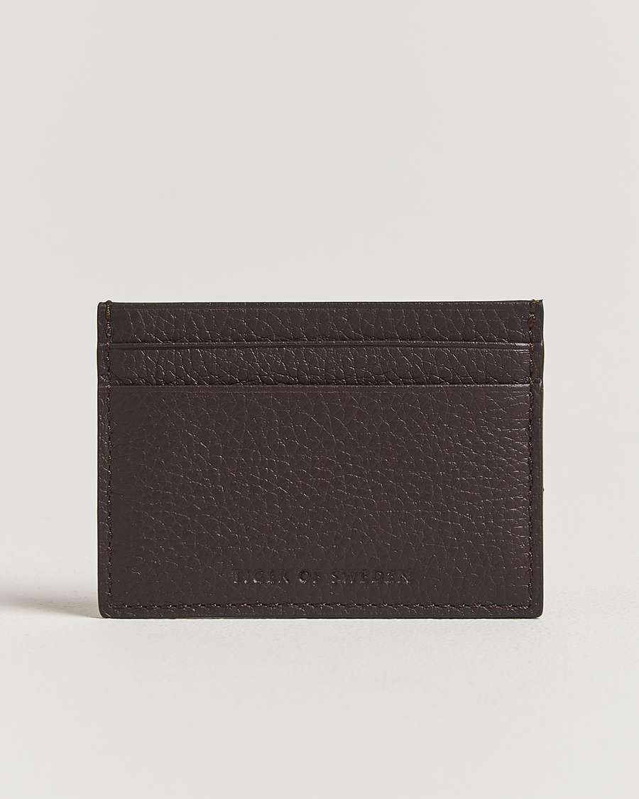 Herre | Lommebøker | Tiger of Sweden | Wake Grained Leather Card Holder Dark Brown
