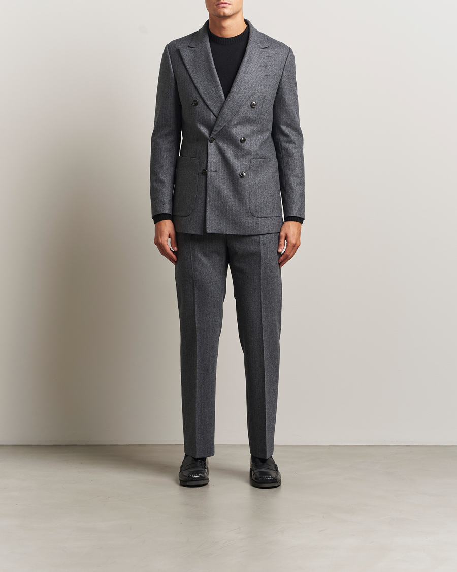 Herre | Bukser | Tiger of Sweden | Tommie Wool Pleated Pinstriped Trousers Silver