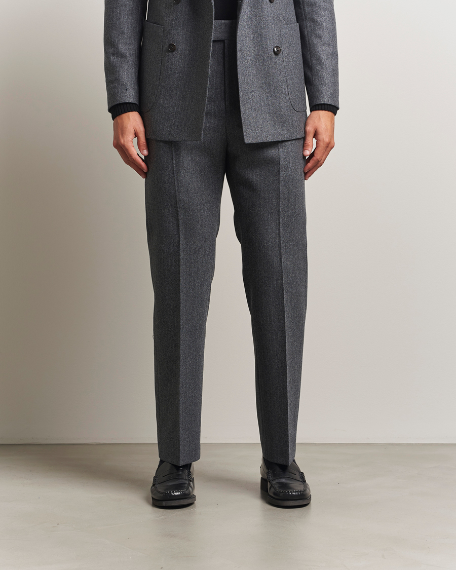 Herre | Bukser | Tiger of Sweden | Tommie Wool Pleated Pinstriped Trousers Silver