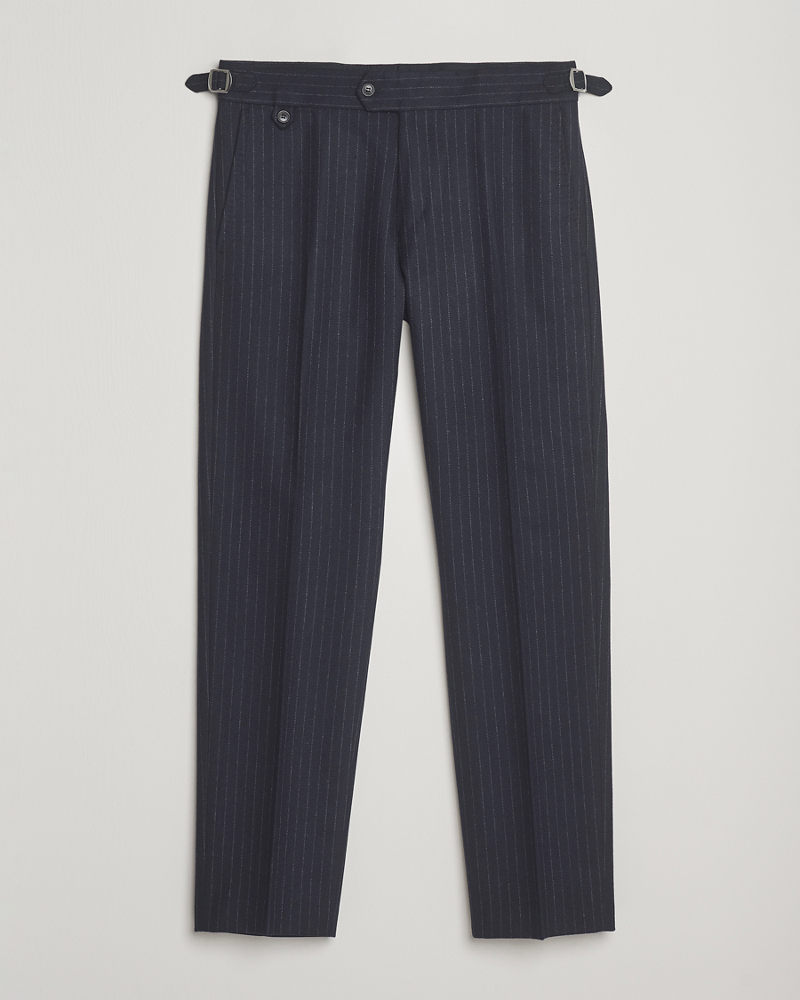 Herre | Bukser | Tiger of Sweden | Tense Wool Pleated Pinstriped Trousers Blue Function