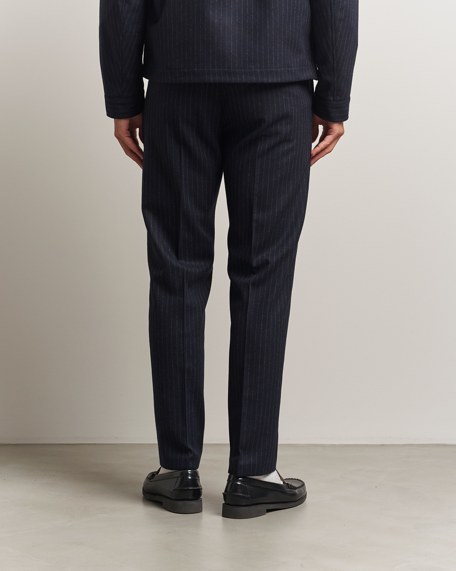 Herre | Bukser | Tiger of Sweden | Tense Wool Pleated Pinstriped Trousers Blue Function
