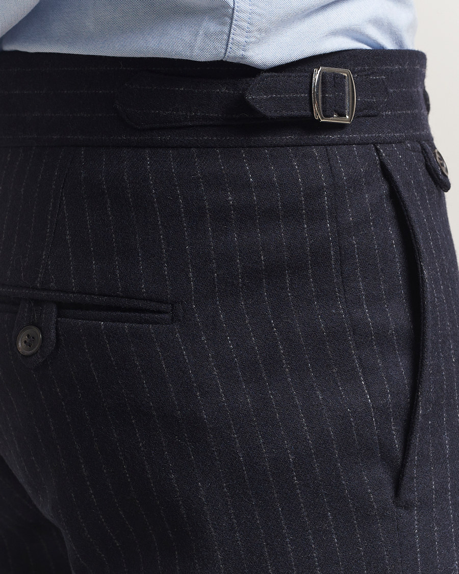 Herre | Bukser | Tiger of Sweden | Tense Wool Pleated Pinstriped Trousers Blue Function