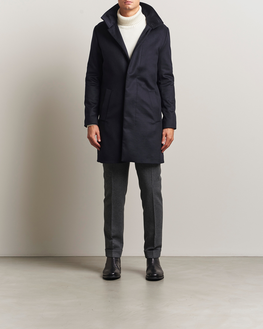 Herre | Jakker | Tiger of Sweden | Aleric Wool/Cashmere Hooded Coat Light Ink