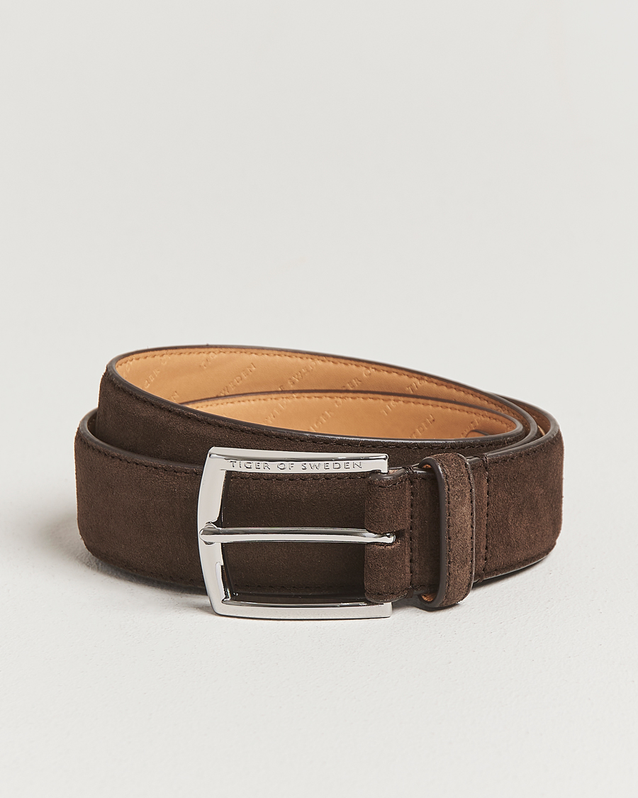 Herre | Belter | Tiger of Sweden | Bergstroms Suede Belt Dark Brown