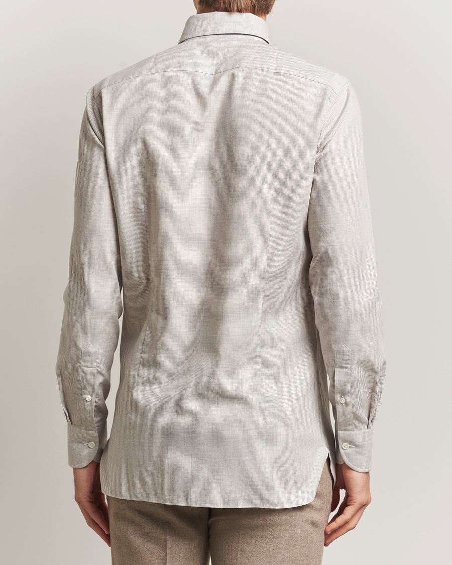 Herre | Skjorter | 100Hands | Micro Houndstooth Flannel Button Down Beige