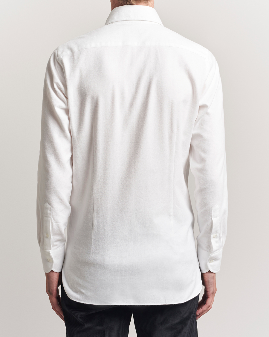 Herre | Skjorter | 100Hands | Herringbone Flannel Cut Away Shirt White
