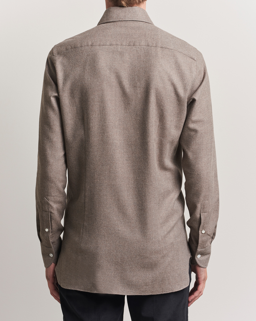 Herre | Skjorter | 100Hands | Herringbone Flannel Cut Away Shirt Caramel