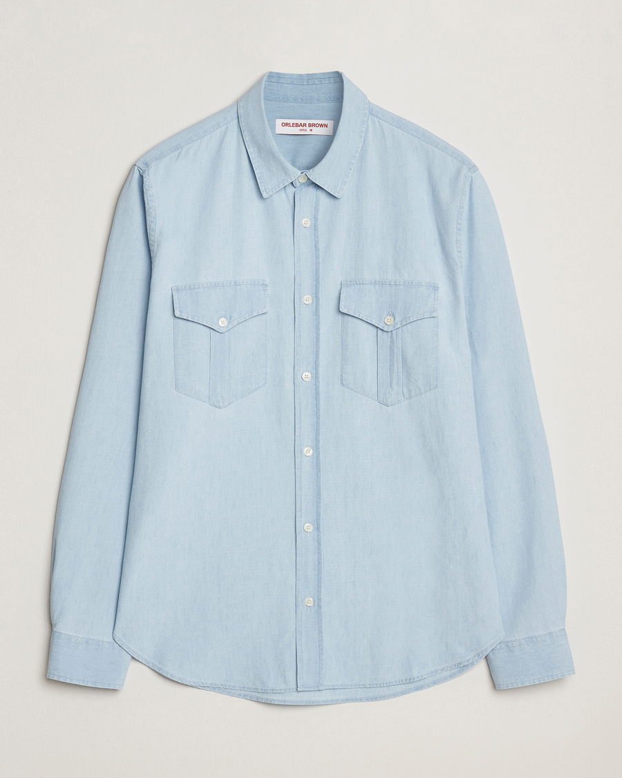 Herre | Skjorter | Orlebar Brown | Colburn Chambray Pocket Shirt Wave Blue