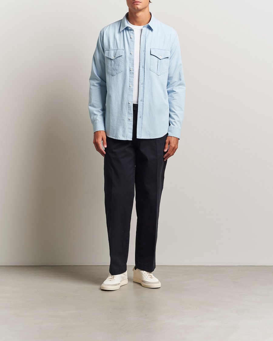 Herre | Skjorter | Orlebar Brown | Colburn Chambray Pocket Shirt Wave Blue