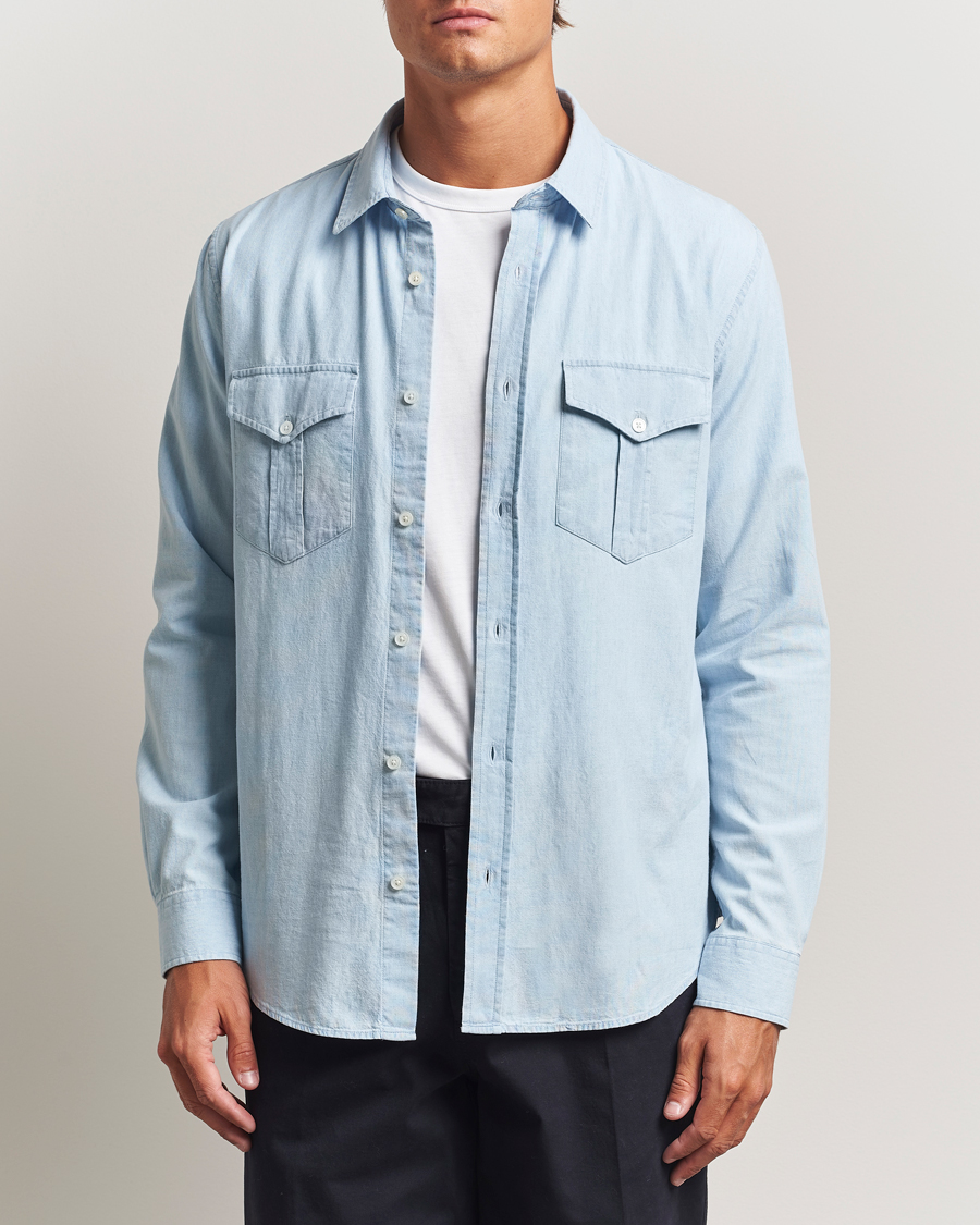 Herre | Skjorter | Orlebar Brown | Colburn Chambray Pocket Shirt Wave Blue