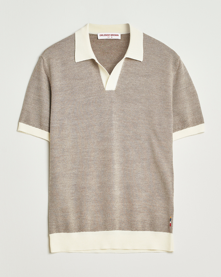 Herre | Pikéer | Orlebar Brown | Horton Contrast Merino Polo Morel Brown/Sand