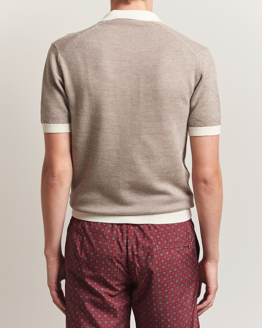 Herre | Pikéer | Orlebar Brown | Horton Contrast Merino Polo Morel Brown/Sand