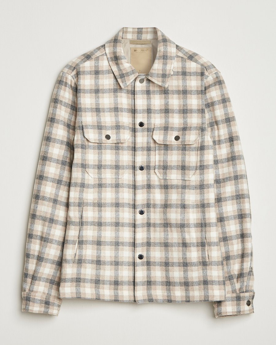 Herre | Jakker | Woolrich | Alaskan Melton Wool Shirt Jacket Oatmeal Check