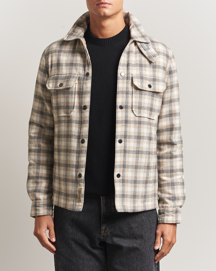 Herre | Jakker | Woolrich | Alaskan Melton Wool Shirt Jacket Oatmeal Check