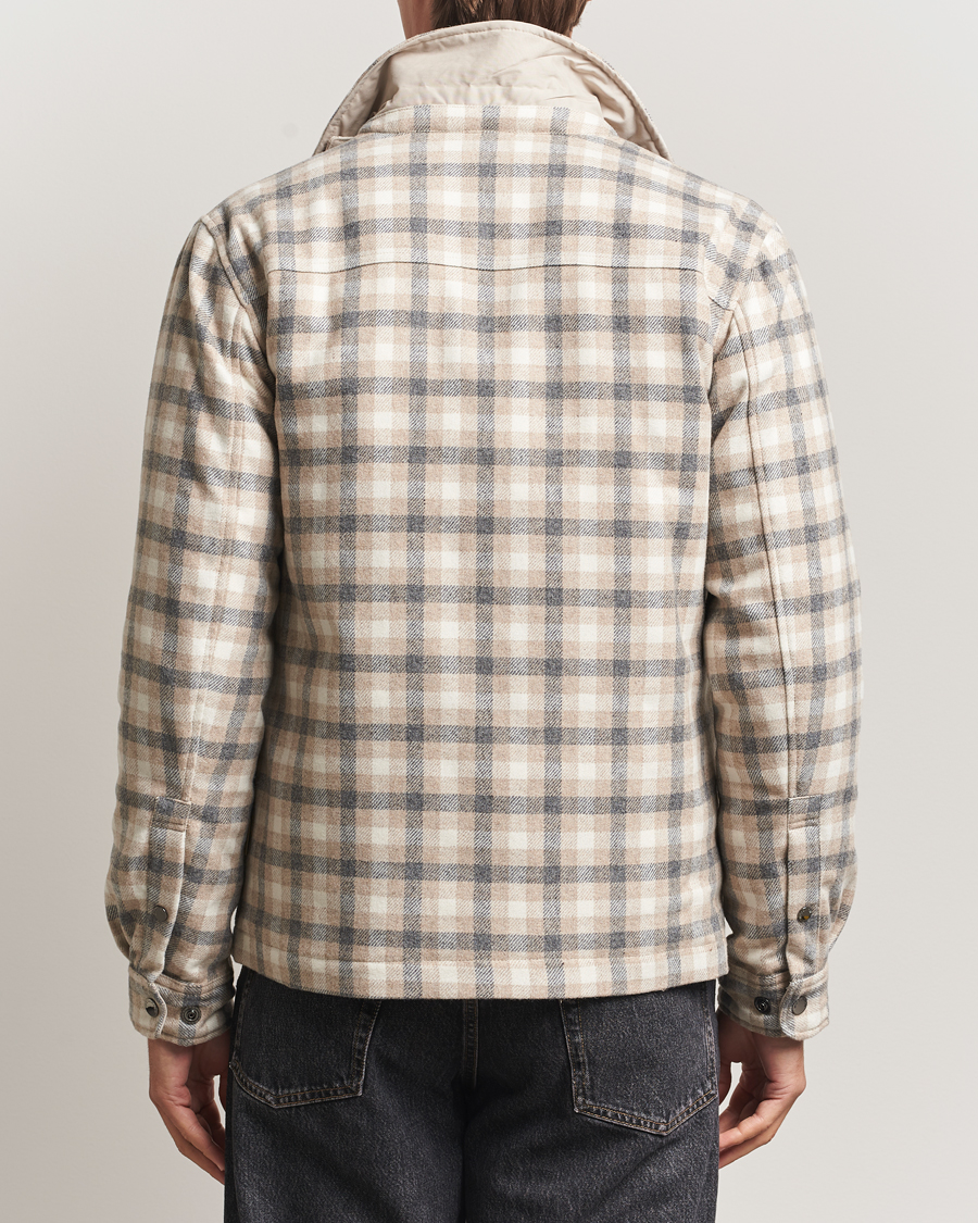 Herre | Jakker | Woolrich | Alaskan Melton Wool Shirt Jacket Oatmeal Check