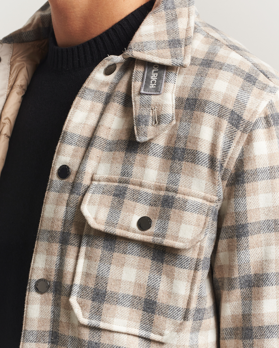 Herre | Jakker | Woolrich | Alaskan Melton Wool Shirt Jacket Oatmeal Check