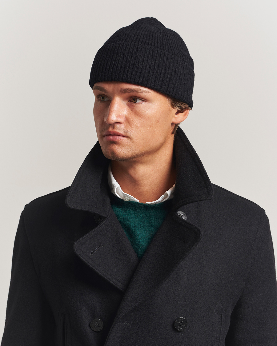 Herre | Luer | Robert Mackie | Clyde Lambswool Beanie Black