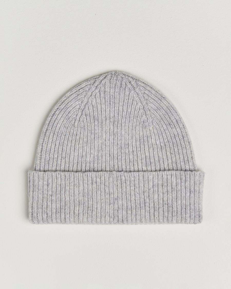 Herre | Luer | Robert Mackie | Clyde Lambswool Beanie Pearl Grey