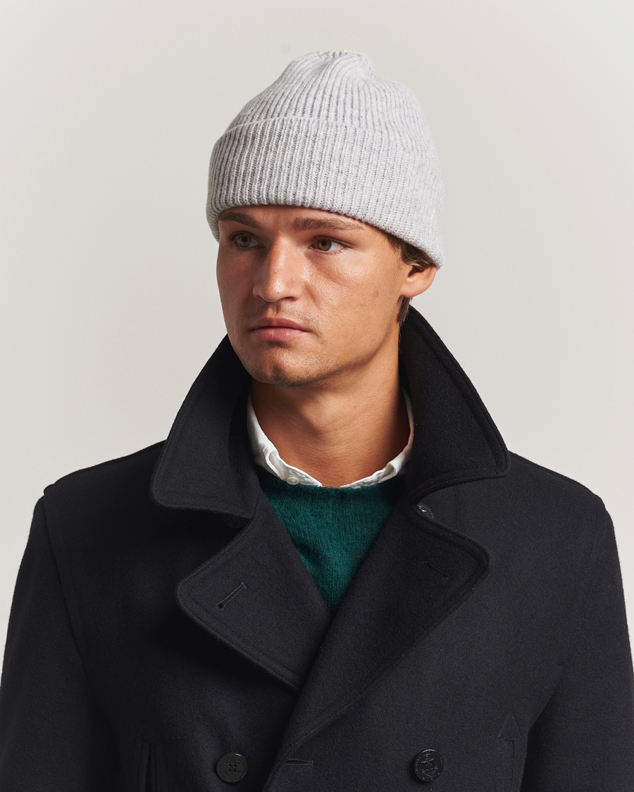Herre | Luer | Robert Mackie | Clyde Lambswool Beanie Pearl Grey