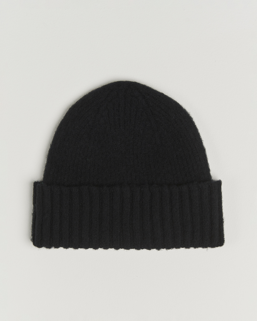Herre | Luer | Robert Mackie | Rona Ribbed Shaggy Lambswool Beanie Black
