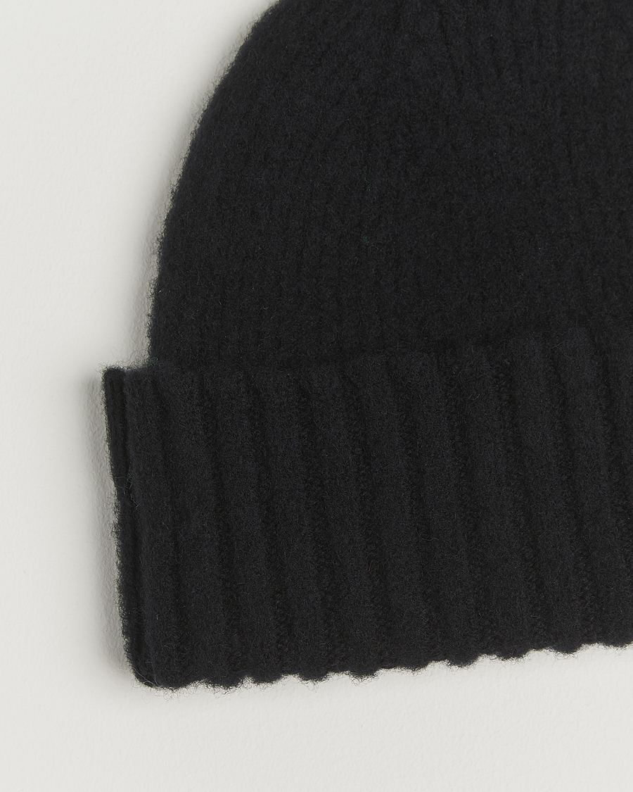 Herre | Luer | Robert Mackie | Rona Ribbed Shaggy Lambswool Beanie Black
