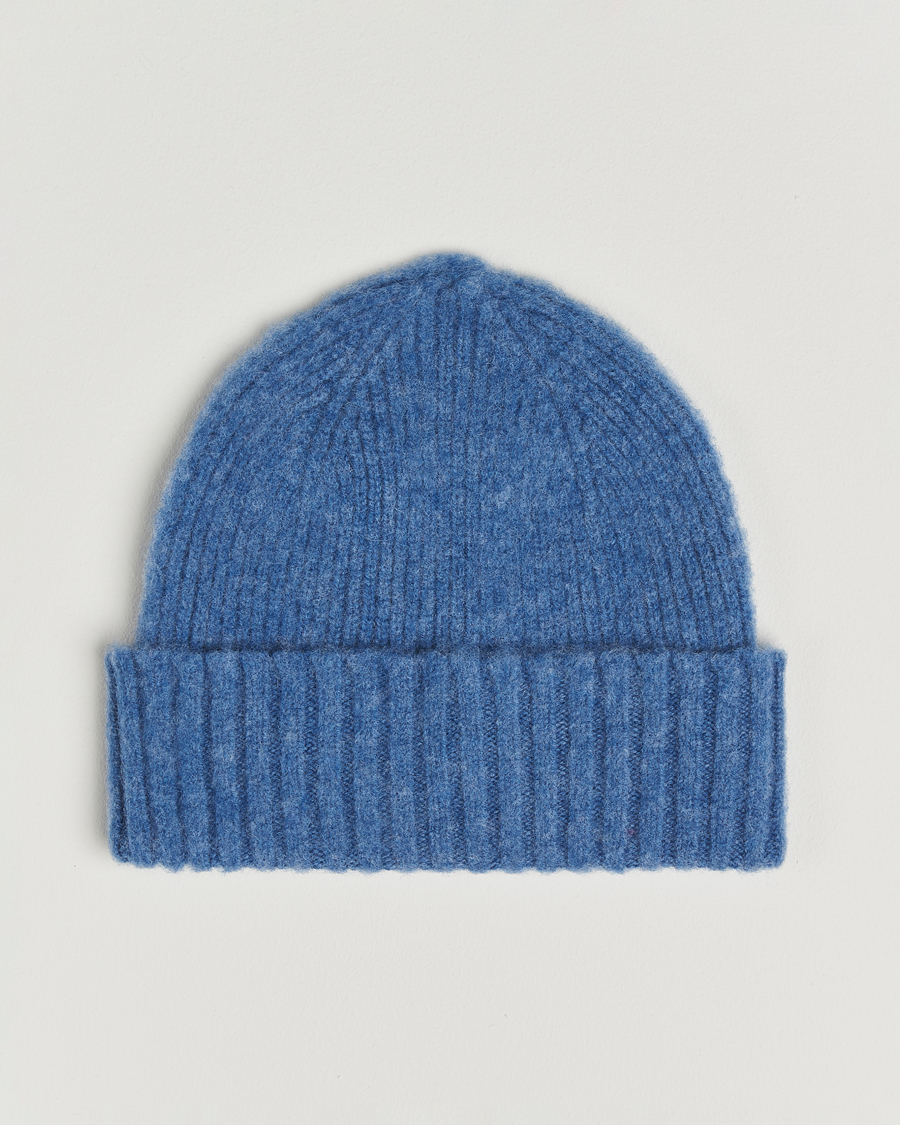 Herre | Luer | Robert Mackie | Rona Ribbed Shaggy Lambswool Beanie Light Blue