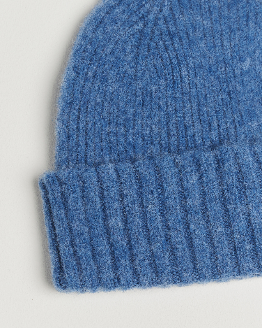 Herre | Luer | Robert Mackie | Rona Ribbed Shaggy Lambswool Beanie Light Blue