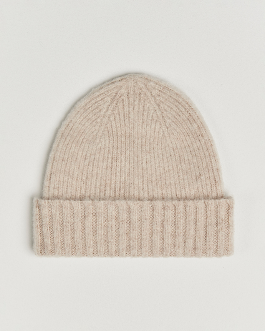 Herre | Luer | Robert Mackie | Rona Ribbed Shaggy Lambswool Beanie White