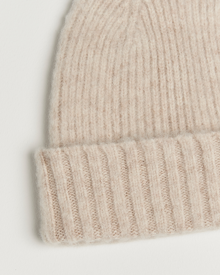 Herre | Luer | Robert Mackie | Rona Ribbed Shaggy Lambswool Beanie White