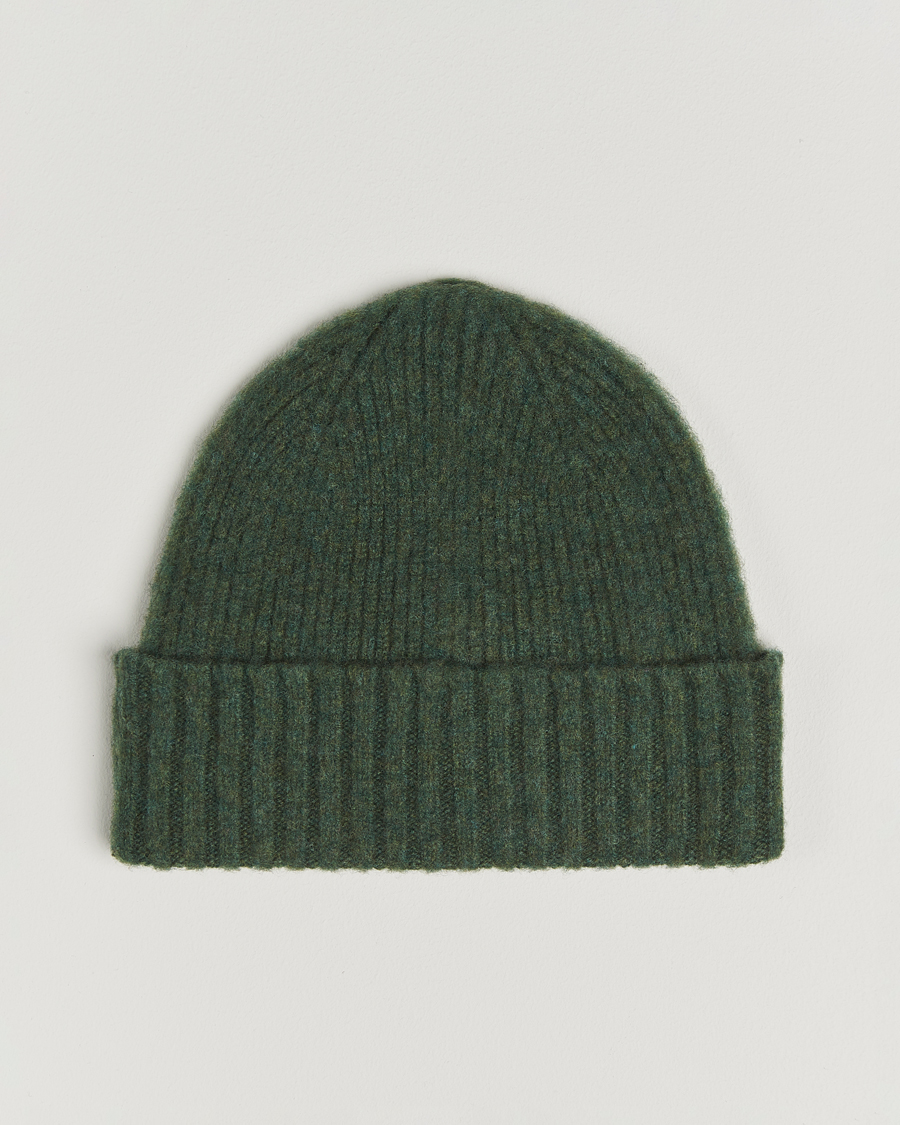 Herre | Luer | Robert Mackie | Rona Ribbed Shaggy Lambswool Beanie Green