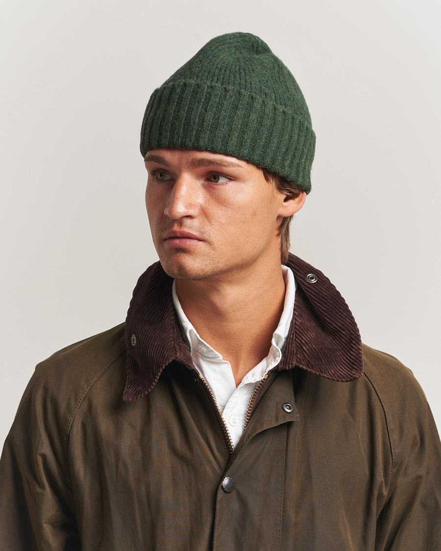Herre | Luer | Robert Mackie | Rona Ribbed Shaggy Lambswool Beanie Green