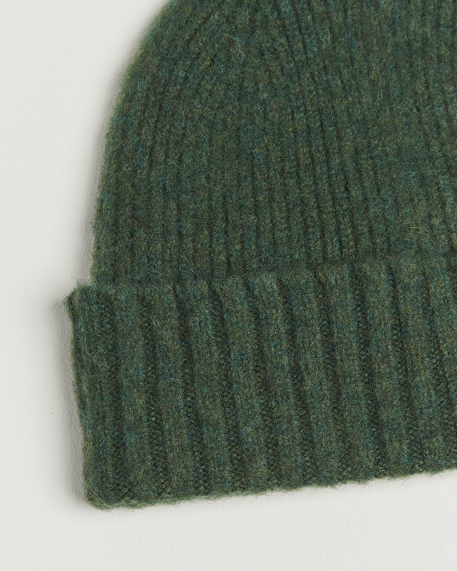 Herre | Luer | Robert Mackie | Rona Ribbed Shaggy Lambswool Beanie Green