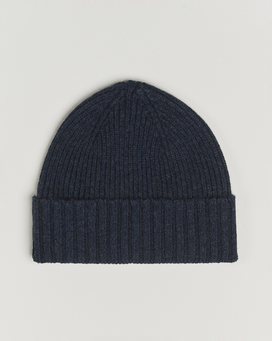 Herre | Luer | Robert Mackie | Kingswell Ribbed Wool/Cashmere Beanie Navy