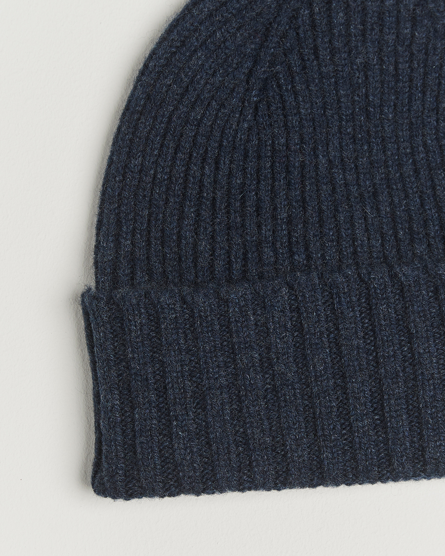 Herre | Luer | Robert Mackie | Kingswell Ribbed Wool/Cashmere Beanie Navy