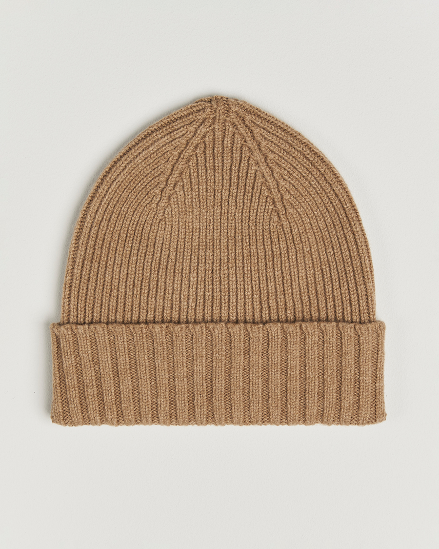 Herre | Luer | Robert Mackie | Kingswell Ribbed Wool/Cashmere Beanie Beige
