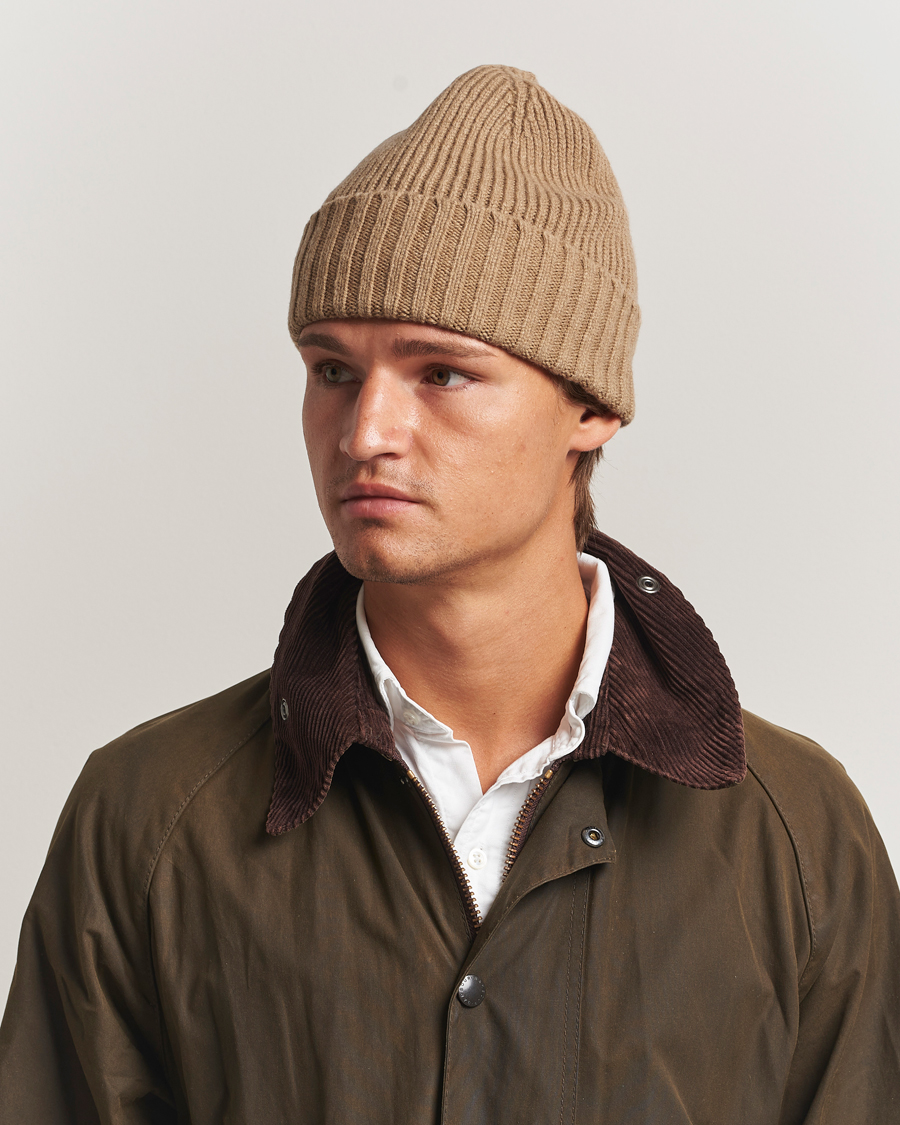 Herre | Luer | Robert Mackie | Kingswell Ribbed Wool/Cashmere Beanie Beige