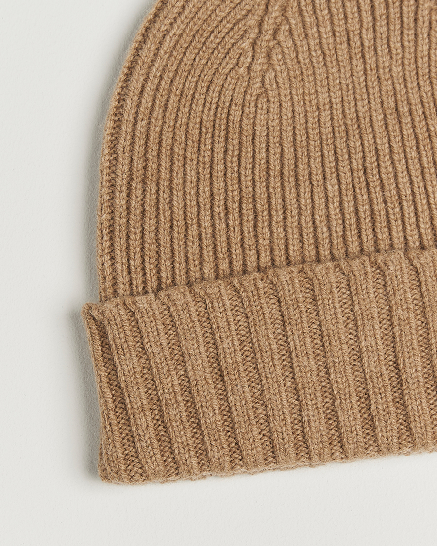 Herre | Luer | Robert Mackie | Kingswell Ribbed Wool/Cashmere Beanie Beige