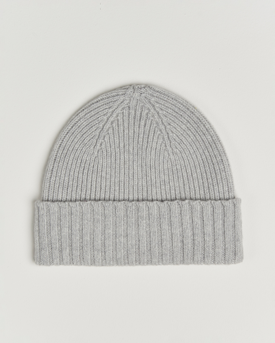 Herre | Luer | Robert Mackie | Kingswell Ribbed Wool/Cashmere Beanie Light Grey