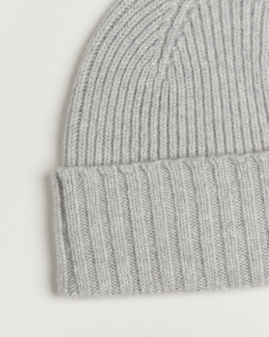 Herre | Luer | Robert Mackie | Kingswell Ribbed Wool/Cashmere Beanie Light Grey