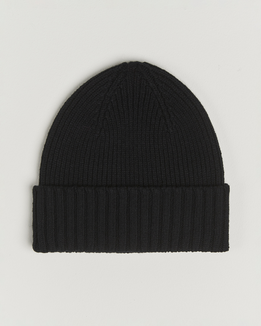 Herre | Luer | Robert Mackie | Kingswell Ribbed Wool/Cashmere Beanie Black