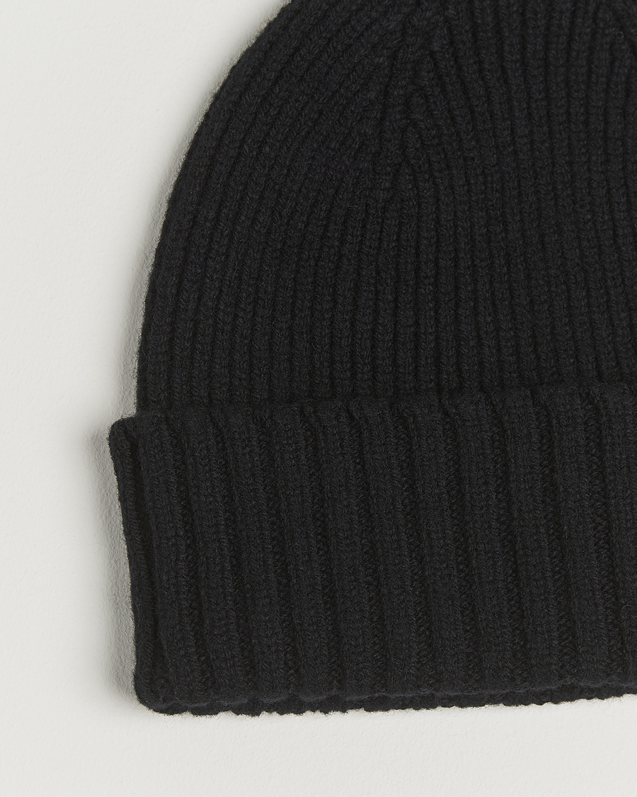 Herre | Luer | Robert Mackie | Kingswell Ribbed Wool/Cashmere Beanie Black
