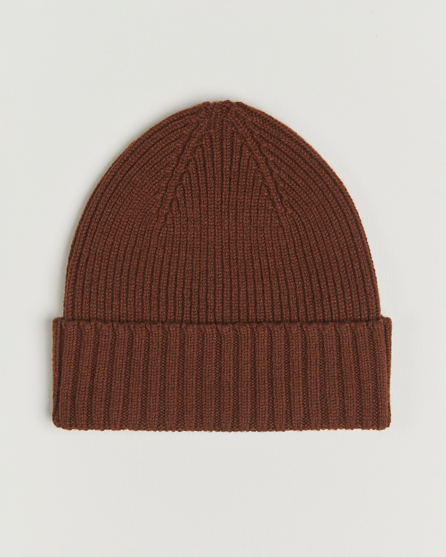 Herre | Luer | Robert Mackie | Kingswell Ribbed Wool/Cashmere Beanie Brown